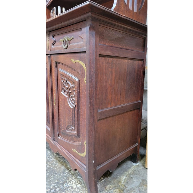 Brown Antique Art Nouveau Cabinet or Cupboard Early 1900's For Sale - Image 8 of 18