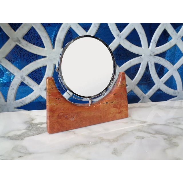 Table Mirror in Red Travertine by Euromarmi Store For Sale - Image 4 of 5