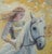 Original oil painting by Sean Wu, A girl rides at a gallop through the golden autumn woods.