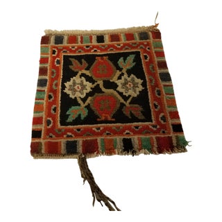 Antique American Hand-Woven Wool Rug Sample Square For Sale