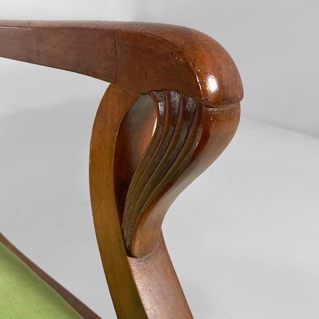 19th Century Italian Armchairs in Green Fabric and Wood, 1930s, Set of 2 For Sale - Image 10 of 18