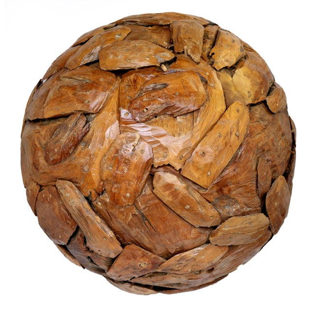 A Vintage X-Large Wooden Ball. Handcrafted in Indonesia. Made of organic shaped wood pieces to form a Large Ball. May be...