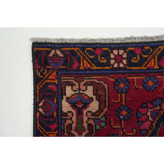 Textile 1970s Vintage Persian Handmade Wool 10x12 Red Area Rug For Sale - Image 7 of 11