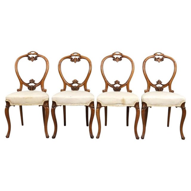 Antique Victorian Walnut Balloon Back Dining Chairs, 1860, Set of 4 For Sale - Image 9 of 9