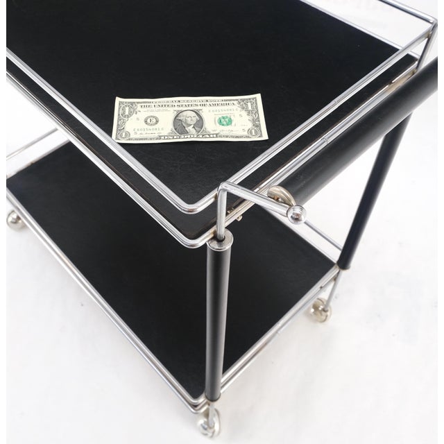 Josef Hoffmann Black Lacquer & Chrome Bauhaus Two Tier Serving Cart on Wheels Circa1940s MINT For Sale - Image 4 of 11