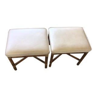 1960s Vintage McGuire Bamboo Rattan Stools - a Pair For Sale