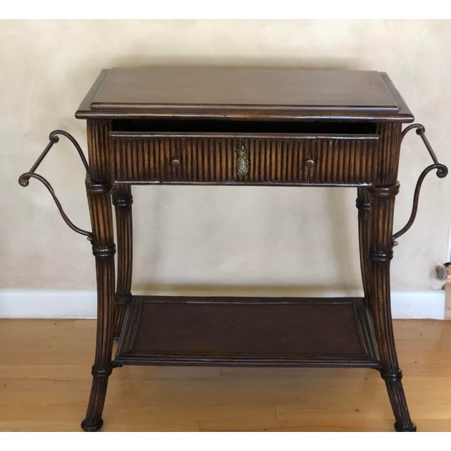 Tray Table With Drawer and Bottom Shelf Tommy Bahama Style For Sale In Naples, FL - Image 6 of 6