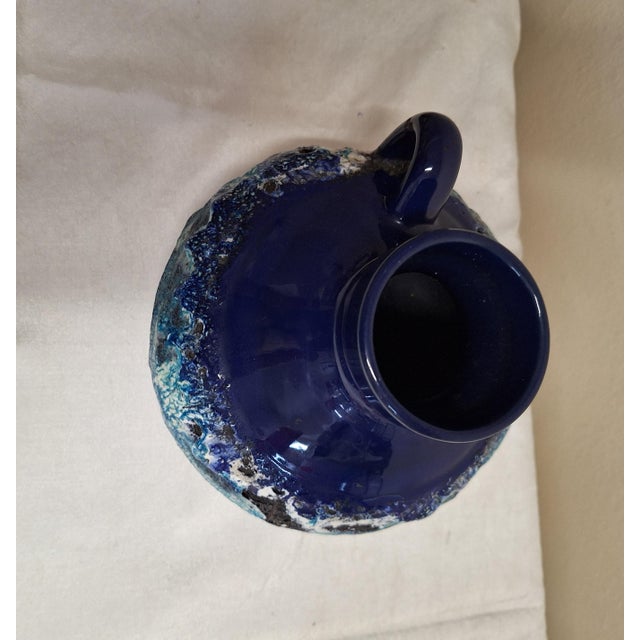 Vitage Jug in Fat Lava Style with Blue Glaze and Blue-Gray Lava, 1970s For Sale - Image 3 of 6