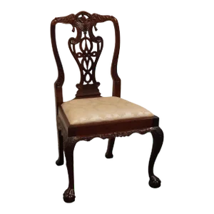 High End Vintage Solid Mahogany Traditional Chippendale Style Dining Side Chair