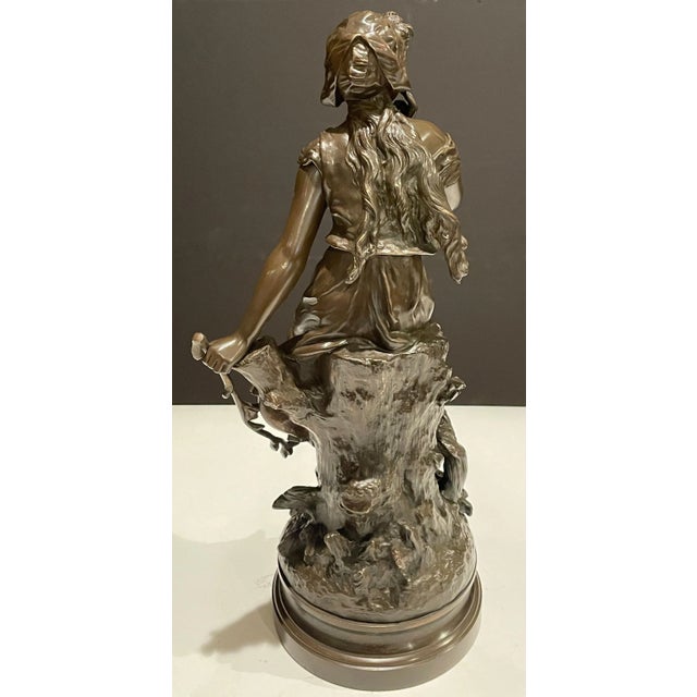 Late 19th Century Late 19th Century Hippolyte Francois Moreau "Chant De Laluette" Bronze Young Girl For Sale - Image 5 of 7