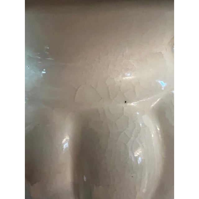 Mid 20th Century Pair of Vintage Cream Ceramic Vases For Sale - Image 5 of 8