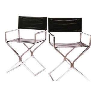1970s Vintage Milo Baughman Directors Chairs- A Pair For Sale
