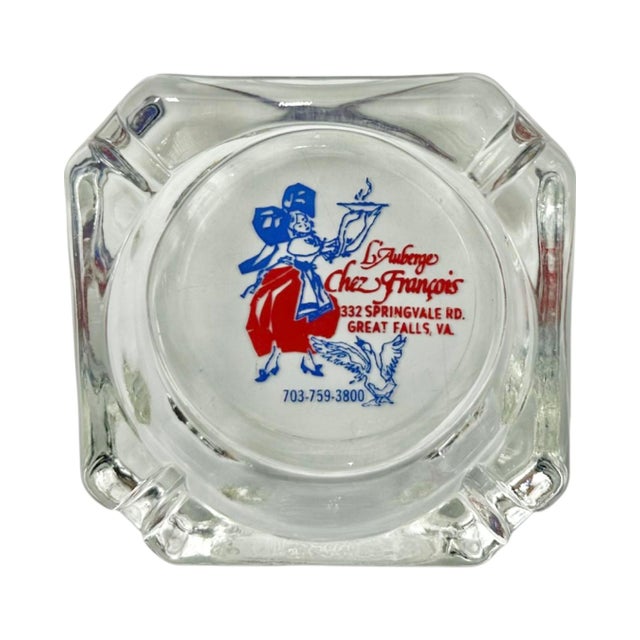 Transparent Vintage l'Auberge Chez François Restaurant Ashtray Great Falls, Virginia For Sale - Image 8 of 12