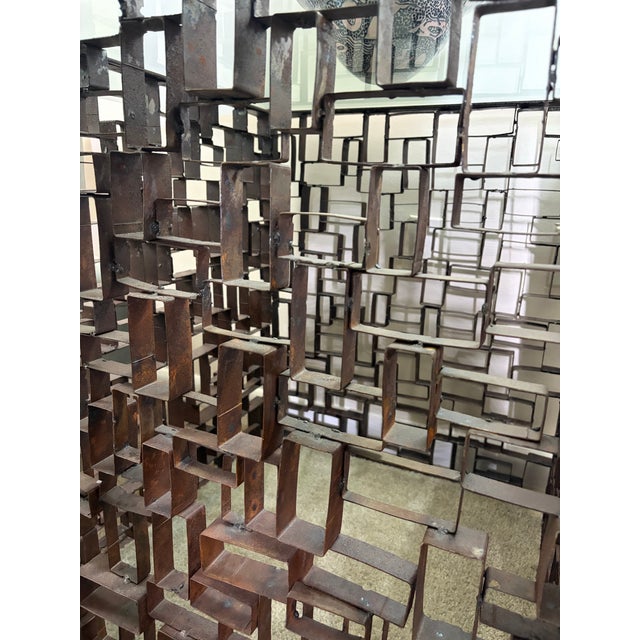 1970s Vintage 1970s Brutalist Welded Steel Maze Table For Sale - Image 5 of 10