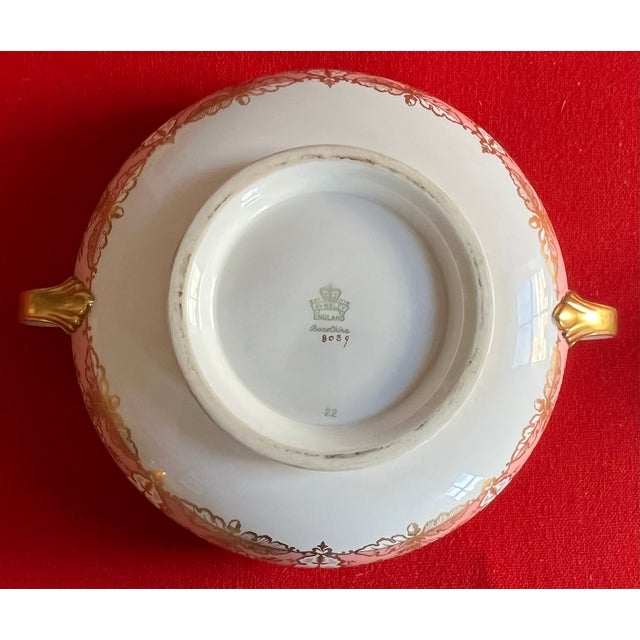Aynsley Pink & Gold Foliage English Bone China Porcelain Soup Tureen or Vegetable Serving Dish For Sale - Image 18 of 18