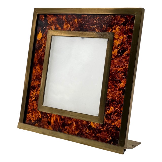 Hollywood Regency Acrylic Glass and Brass Picture Frame, Italy, 1970s For Sale