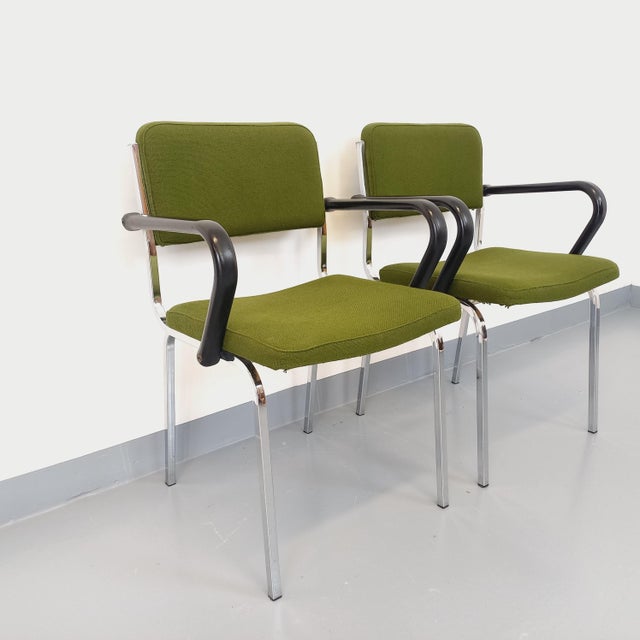Set of Fabric and Chrome Armchairs, 1970s For Sale - Image 16 of 18