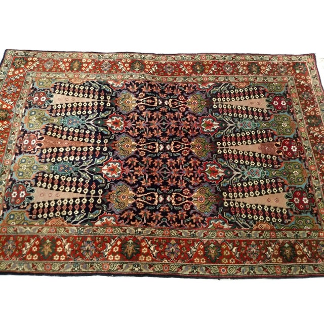 French Country Antique Persian Tabriz Area Rug, All-Over Geometric Pattern, Navy & Green, 3’ X 6’ For Sale - Image 3 of 11
