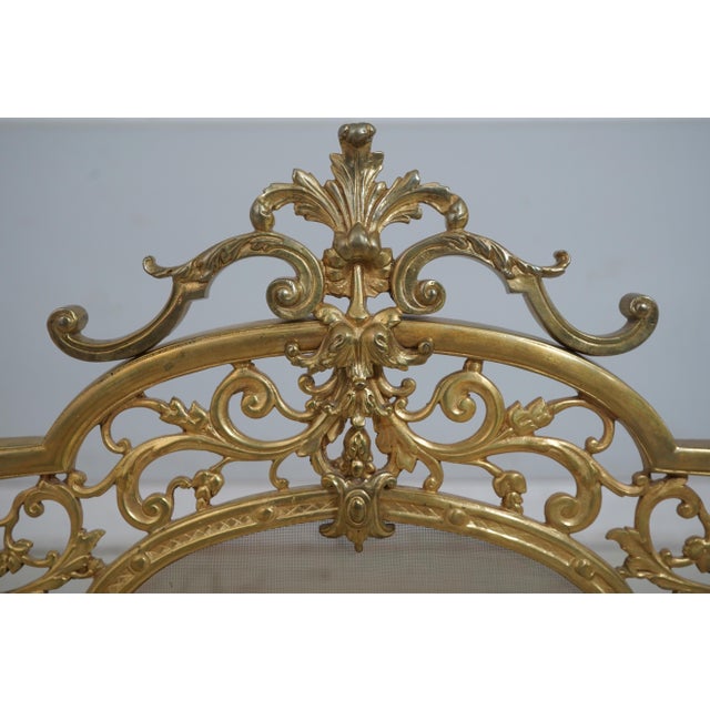 Metal French Bronze Fireplace Screen W. Lady Face Mounts For Sale - Image 7 of 15