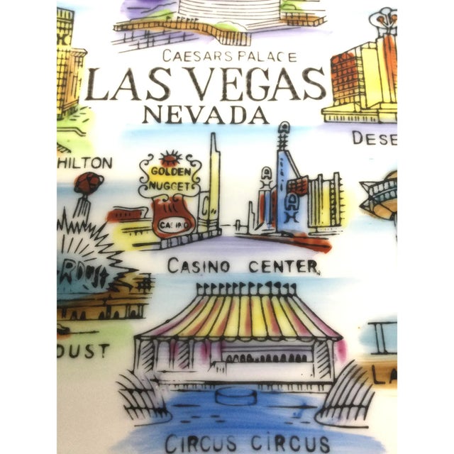 Realism 70s Ceramic Hand Painted Las Vegas Souvenir Plate For Sale - Image 3 of 8