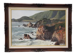 California Coastal Seascape Oil Painting by Wayne Weberbauer C.1970s