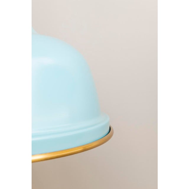 2020s Mark D. Sikes 3 Light Painted No. 1 Pendant, Aged Brass & Baby Blue For Sale - Image 5 of 7