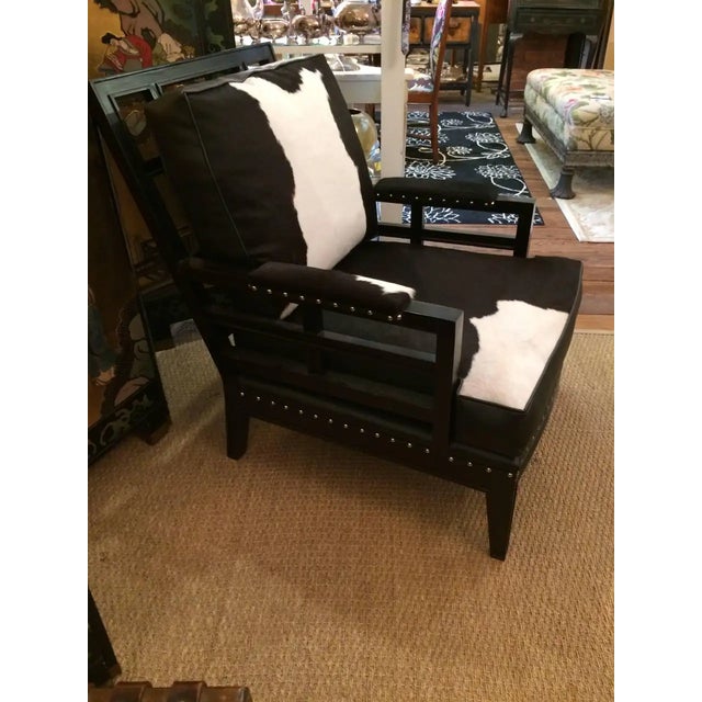Black and White Leather and Cowhide Club Chair & Ottoman ...