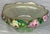 Antique Iridescent Bowl with hand painted flowers and gold rim.