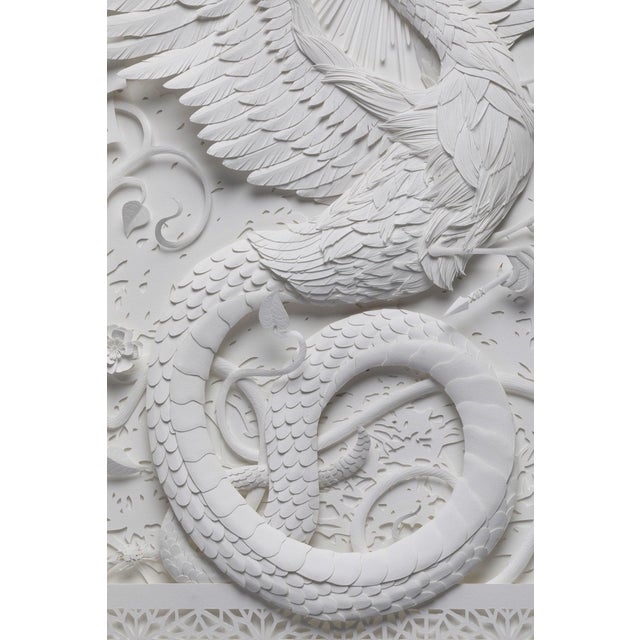 Contemporary Halcyon Song by Marisa Aragón Ware | Paper Sculpture of a bird with intricate floral designs For Sale - Image 3 of 5
