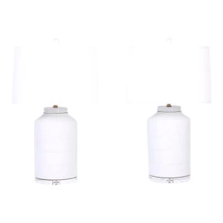 Chinese Porcelain Off White Celadon Table Lamps - a Pair For Sale