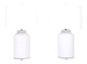 Chinese Porcelain Off White Celadon Table Lamps - a Pair