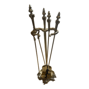 French Brass Set of Fireplace Tools