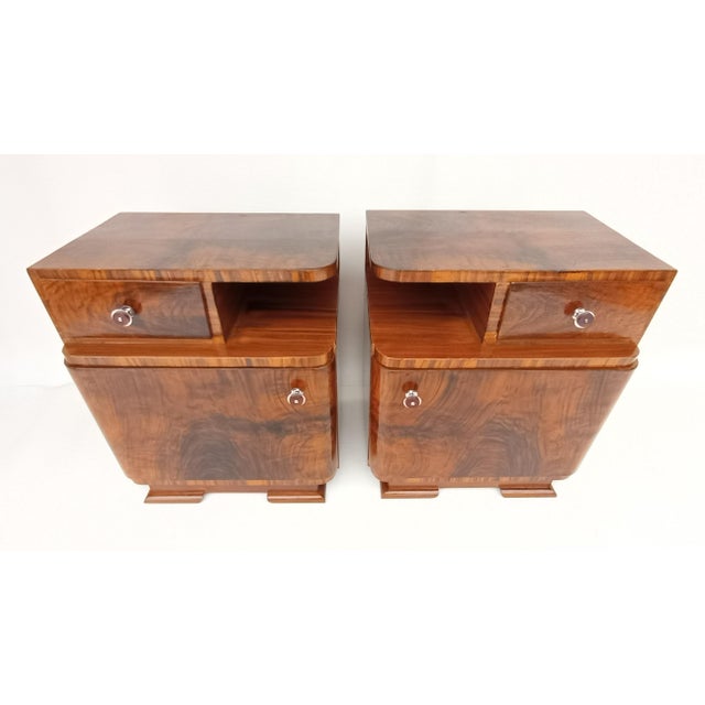 Beautiful bedside tables in Art Deco style, functionalism in original authentic condition. Made of beech and spruce wood....