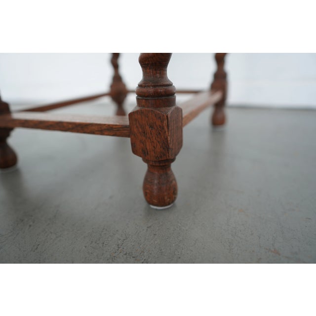 Brown Antique Barley Twist Rush Seat Stool For Sale - Image 8 of 11