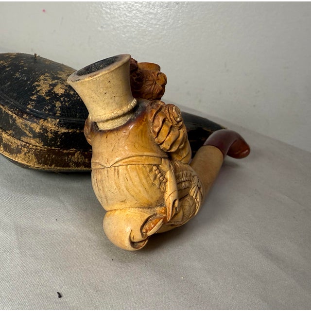 White Antique 19th Century Carved Meerschaum Victorian Lady Figural Nyc Smoking Pipe For Sale - Image 8 of 17