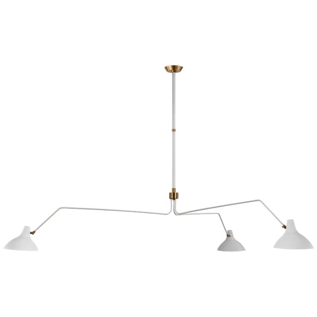 AERIN for Visual Comfort Signature Charlton Grande Triple-Arm Chandelier in White For Sale