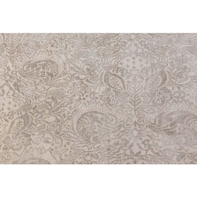 Light Gray Modern Damask Light Gray With Taupe Silk Rug "Silhouette" by Doris Leslie Blau For Sale - Image 8 of 9