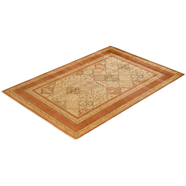 Bronze Vintage Traditional Hand Knotted Wool Area Rug, Bronze - 6'0" X 8'10" For Sale - Image 8 of 9