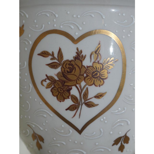 1950s Sevres Style Gold Gilt Floral Motif Porcelain Urn Lamps - Pair For Sale - Image 13 of 15