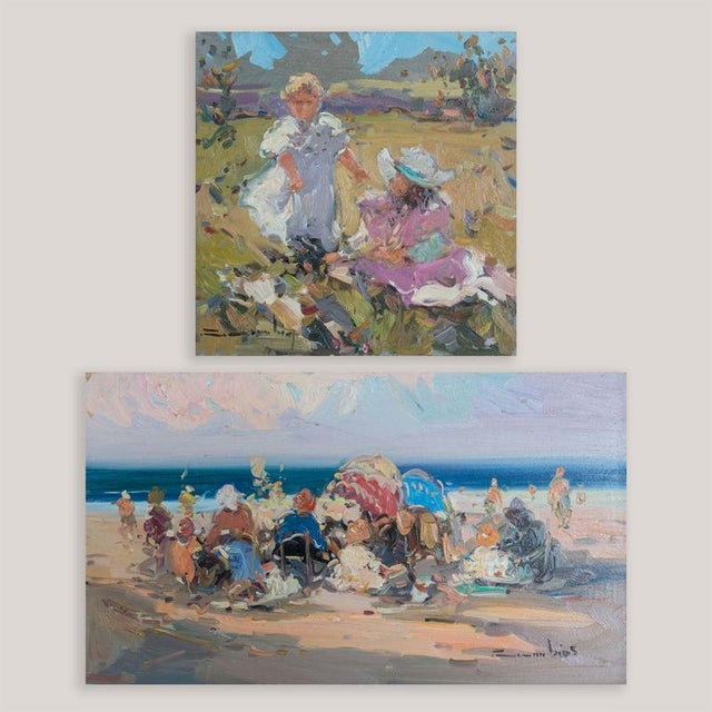 Impressionist Coastal & Countryside, Oil on Board Paintings, Set of 2 For Sale - Image 11 of 11
