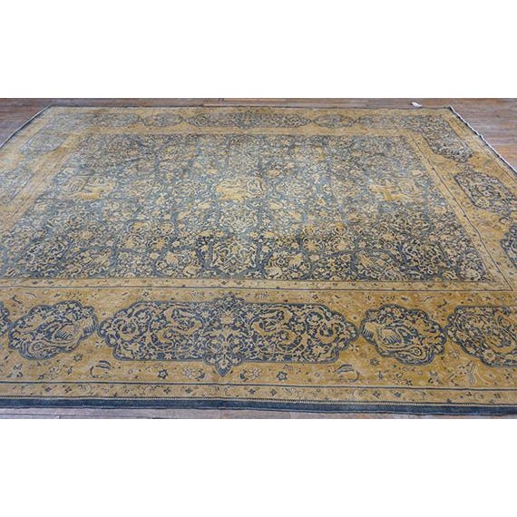 1830s Antique Blue Navy Tribal Geometric Antique Knotted Wool Persian Bakhtiari Rug For Sale - Image 9 of 10