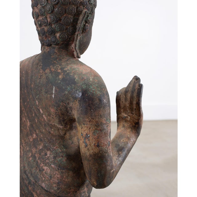 South Asian Cast Iron Buddha Figure Abhaya Mudra Pose 3 Ft For Sale - Image 12 of 18