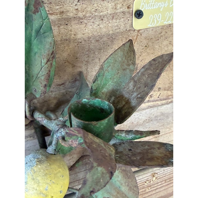 Rare Vintage Italian Tole Lemon Tree Wall Jardiniere With Five-Light Candelabra, Two-Piece Set For Sale - Image 10 of 12