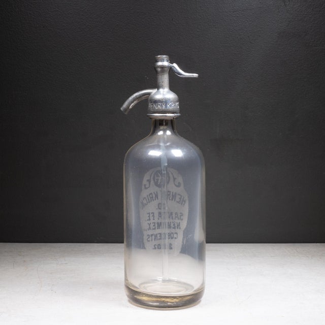 Industrial Antique Henry Krick Co. Santa Fe, New Mexico Seltzer Siphon Bottle c.1910 For Sale - Image 3 of 7
