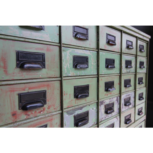 Green Vintage Industrial Metal Drawer Cabinet, 1920s For Sale - Image 8 of 18