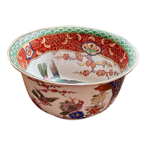 Hand Painted Chinese Chinoiserie Bowl - 10" Diameter