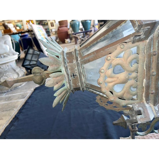 Bronze 1920s Spanish/ Gothic Revival Oversized Outdoor Single Sconce For Sale - Image 8 of 12