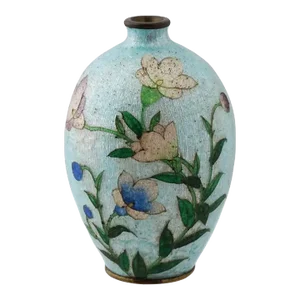 Antique Japanese Meiji Ginbari Cloisonne Enamel Vase