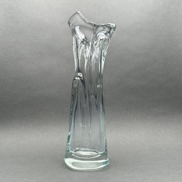 Vintage Jan Beranek Skrdlovice 1970’s Czechia Clear Glass Organic Bud Vase For Sale In New York - Image 6 of 9
