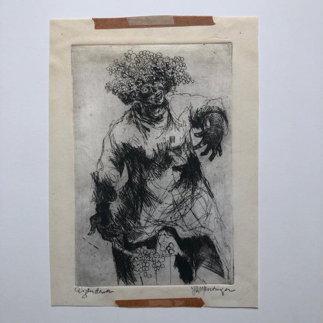 Jan Roelf Mensinga, Dutch Fantastic Modern Etching, Jan Mensinga Old Master Style Wine Maker, Grapes, 20.C For Sale In Miami - Image 6 of 6
